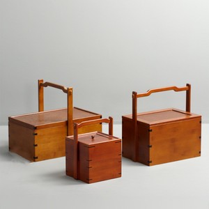 Boîte alimentaire en bois à double couche avec poignée, rectangulaire, empilable, pour pique-nique, camping, emballage général, 22,5 cm de haut - Product Image 3
