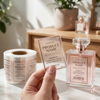 Étiquette personnalisée de luxe transparente pour parfum, autocollant pour emballage de flacon cosmétique avec impression de logo en relief doré