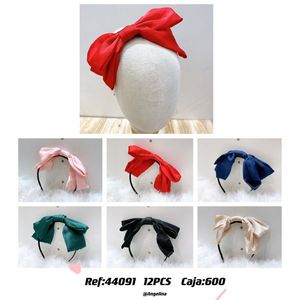 Fascia per capelli a doppio strato con fiocco grande, rosso, rosa, blu, verde, nero, beige, 12 pezzi, scatola da 600, Ref44091 - Product Image 3