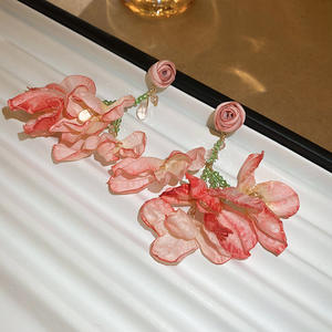 ต่างหูคริสตัลรูปดอกไม้เข็มสีเงินต่างหูรูปหัวใจสำหรับเด็กผู้หญิงต่างหูรูปหัวใจสีเงินสำหรับฤดูร้อนต่างหูสำหรับเด็กผู้หญิง - Product Image 4