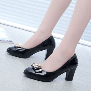Women's <b>Pumps</b> Chunky Heel Rhinestone Bow Work Shoes Plus Size 46cm Wedge Heel - Product Image 3