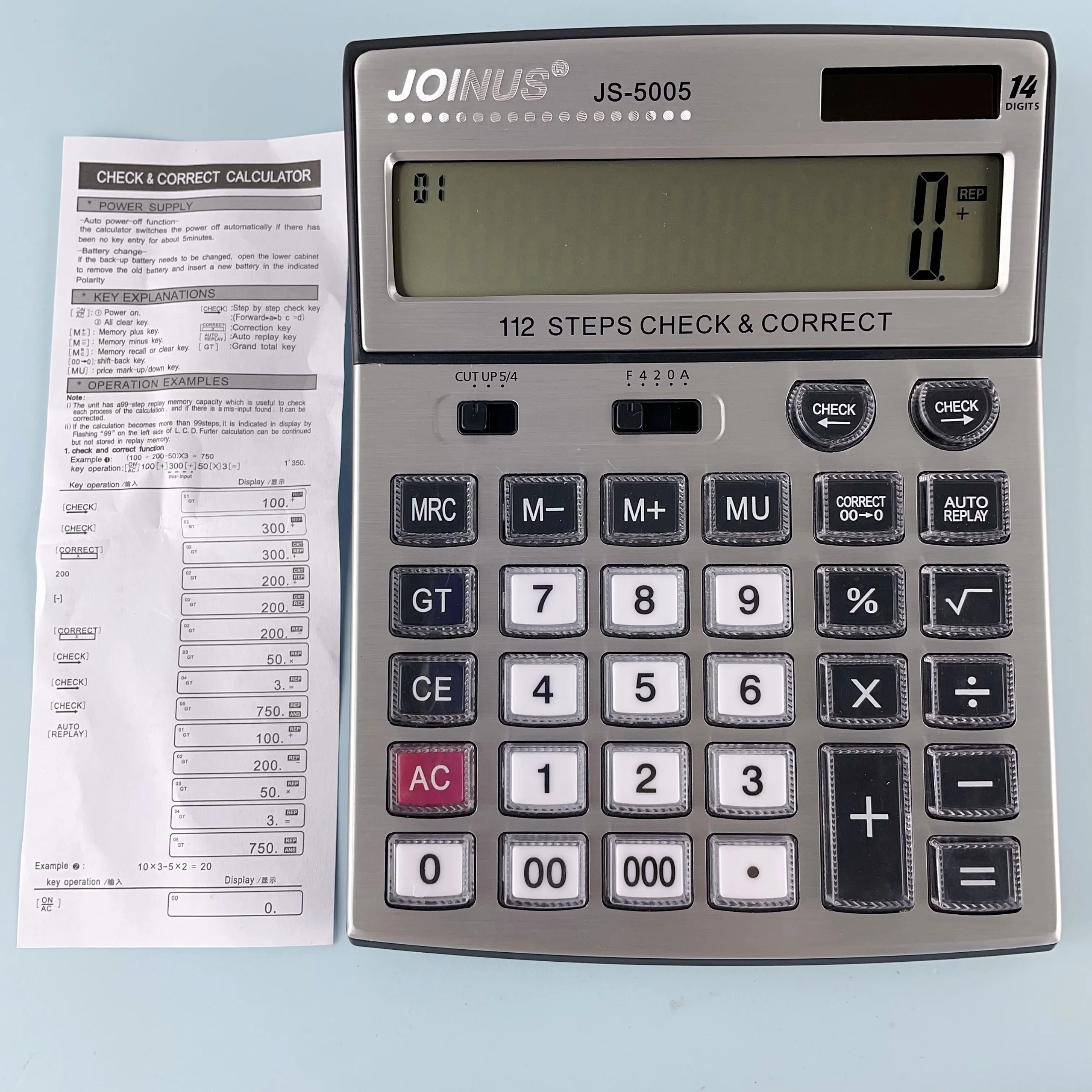 JS-5005 kalkulator kantor Desktop penjualan laris mendukung produsen grosir Oem kustom