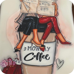 เสื้อยืดไวนิลพิมพ์ลายแบบอัดความร้อนส้นสูงลายกาแฟวันเดียว - Product Image 1