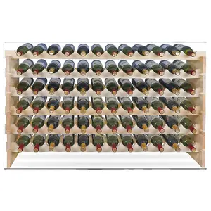 Stackable Modular Wine Rack Wine Storage Stand Wooden Wine Holder Display Shelves, Wobble-Free, Solid Wood