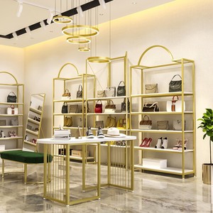 Department Store Showroom <strong>Design</strong> Shelves Footwear <strong>Display</strong> Stand Gold Metal Retail Clothes <strong>Display</strong> Shoe <strong>Rack</strong> - Product Image 2