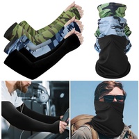 Camouflage couleur unie cyclisme masque facial ensembles Protection solaire bras manches en plein air multifonction sport manches