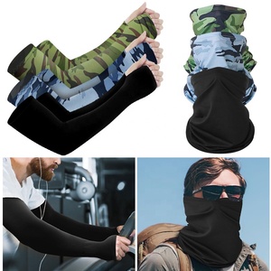 Camouflage couleur unie cyclisme masque facial ensembles Protection solaire bras manches en plein air multifonction sport manches - Product Image 2