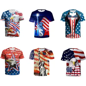 3D USA flag printed tshirt independence day tshirt fashion oversized tshirt for men