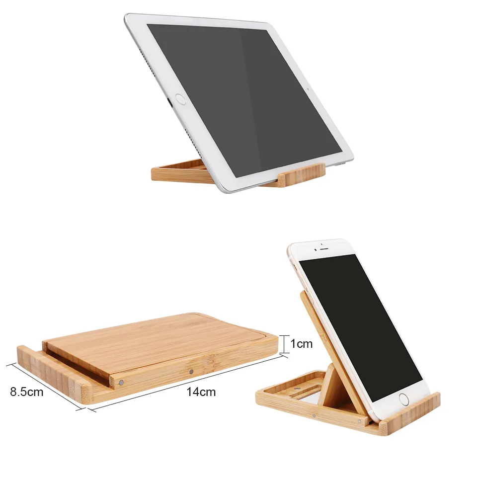 Natural Bamboo Universal Portable Desktop Mobile Phone Holder Tablet Stand