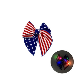 Nœud de cheveux <span class=keywords><strong>en</strong></span> tissu lumineux LED personnalisé à motif imprimé pour la Fête <span class=keywords><strong>Nationale</strong></span>, accessoires de cheveux pour filles pour les fêtes - Product Image 1