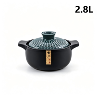 Olla de Cerámica para Guisos de 2.8L con Tapa, Resistente a Altas Temperaturas, Apta para Estufas de Gas, Duradera, Antiadherente, con Revestimiento de Grado Alimenticio, Juego de Utensilios de Cocina