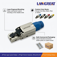 Cat8 STP Shielded RJ45 Toolless Field Termination Plug 40Gbps 2000MHz Paduan Seng Die Cast 50u Emas T568A T568B OEM