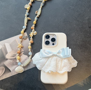 Nouveau 3D bricolage dentelle nœud papillon litchi PU motif en cuir mignon étui de téléphone pour <span class=keywords><strong>iPhone</strong></span> 16 15 Pro Max housses de protection mobiles pour les filles - Product Image 3