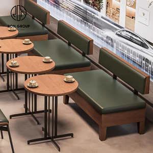 Canapé moderne de luxe <span class=keywords><strong>en</strong></span> cuir et <span class=keywords><strong>en</strong></span> bois, ensemble de banquette, table et chaise pour McDonald's, pizza, café, thé, boutique, restaurant - Product Image 2