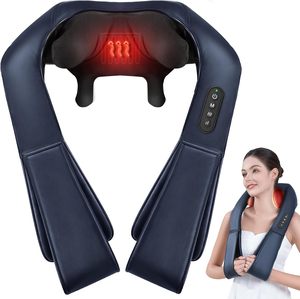 Chal de masaje eléctrico para cuello y hombros, <span class=keywords><strong>Motor</strong></span> de cepillo de 25W, batería de 1800mAh, modo de <span class=keywords><strong>2</strong></span> engranajes, 3 niveles de fuerza, chal de masaje de cuero Premium - Product Image 1