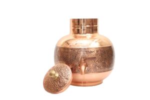 Tanque de Agua de Cobre Grabado con Acabado Antiguo de Primera Calidad, Estilo Mughal, Decorativo con Grabado Floral, con Grifo Antiderrames para el Hogar y Hoteles - Product Image 5