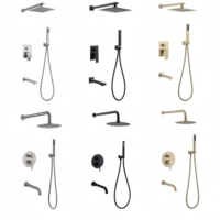 NOUVEAU Ensemble de pommeau de douche dissimulé Pluie de pluie Salle de bain Robinet d'eau mural complet en laiton Système de robinet de douche pour bain chaud