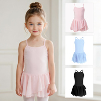 Justaucorps de ballet pour filles AM003, bretelles spaghetti, dos croisé, jupe en mousseline, en spandex et coton doux, pour la danse, l'entraînement et les spectacles pour tout-petits