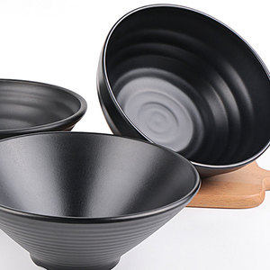 Bol à ramen en mélamine incassable <span class=keywords><strong>noir</strong></span> <span class=keywords><strong>mat</strong></span>, bols profonds pour soupe et nouilles, bols de service japonais et coréens en mélamine - Product Image 3