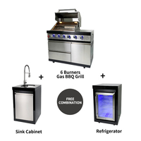 Station de barbecue modulaire d'extérieur avec évier en acier inoxydable, îlot de cuisine, ensemble barbecue de luxe moderne avec armoire de jardin et rangement