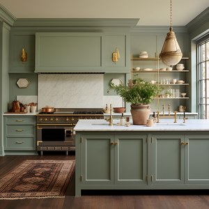 Vermonhouzz однотонный белый дуб современный дизайн кухни из массива дерева высшего качества светло-зеленые кухонные шкафы наборы для помещений - Product Image 1