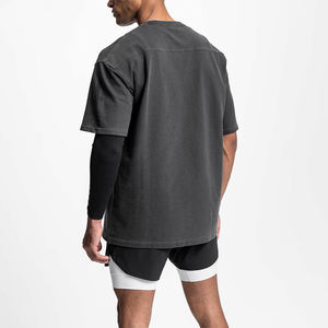 Verano cómodo de gran tamaño 100% algodón hombres camiseta gimnasio Fitness deportes camiseta Casual desgaste - Product Image 3