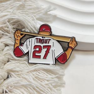 Spilla in Metallo Personalizzata con Logo Cartoon, Distintivo Smaltato per Squadra di Baseball, Spille Smaltate in Nichel Nero e Oro - Product Image 4