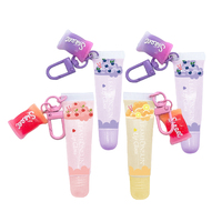 Brillant à lèvres avec porte-clés avec emballage personnalisé porte-clés accessoires clair mignon naturel étanche CE enfants végétalien rose liquide OEM