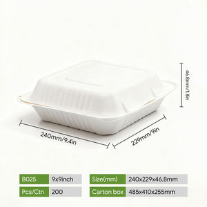 Boîte en pulpe de canne à sucre biodégradable à <span class=keywords><strong>emporter</strong></span> - Product Image 2