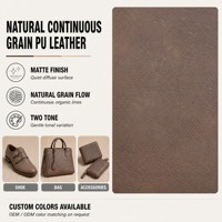 Tela de Cuero PU de Grano Continuo Natural Mate de Dos Tonos, 0.8 mm, 52 Pulgadas de Ancho, Colores Personalizados para Zapatos y Bolsos, Venta al Por Mayor