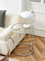 Table basse en verre trempé de style médiéval Wabi-Sabi avec cadre métallique et fonction de levage et d'abaissement pour salon, balcon, chambre à coucher