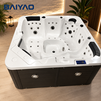 Bain à remous familial moderne, rectangulaire, en acrylique, portable, pour extérieur, bain à remous autoportant, chauffage à température constante