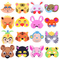 Masque en feutre pour enfants, demi-visage, dessin animé animal, maternelle, souris, singe, grenouille, chat, chien, Halloween, masque pour les yeux en feutre animal