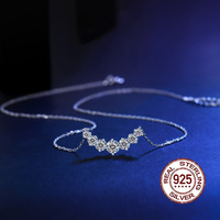 Collier élégant en argent 925 avec pendentif en forme de sourire incrusté de zircone ronde de 5 mm pour femmes, banquet, cadeau pour la Saint-Valentin