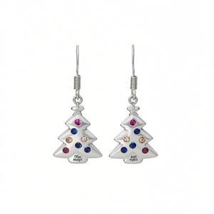 Pendientes colgantes Kiss Me de oro blanco con forma de árbol de Navidad y diamantes de imitación de cristal para mujer, joyería de regalo - Product Image 1