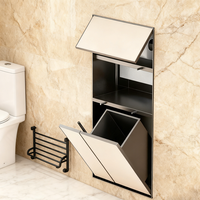 Portarrollos de Papel Higiénico Multifuncional Oculto y Moderno de Acero Inoxidable, Soporte para Escobilla de Baño, Cubo de Basura, Nicho Empotrado en la Pared