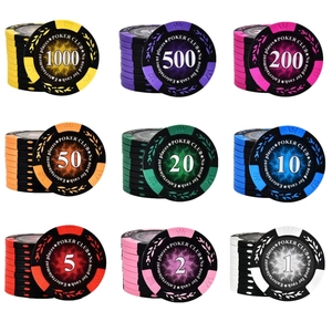 Fichas de Póker de Arcilla con Diseño de Trigo de 14 Gramos, Resistentes al Agua, con Adhesivo de PVC y Número Personalizado, Directo de Fábrica, para Casino - Product Image 1