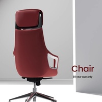 Chaise de bureau de direction en cuir de luxe, confort ergonomique, assise longue durée, design moderne et simple, accoudoirs pivotants, dossier en métal