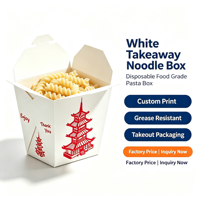 Boîte à nouilles jetable blanche personnalisée, conteneur à pâtes imprimé sur mesure, boîte à emporter résistante à la graisse de qualité alimentaire pour restaurant