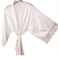 Pyjama en dentelle sexy printemps 2022, vêtements de nuit en satin pour femmes, ensemble de vêtements de maison, robe de chambre personnalisée, robe de salon, kimono