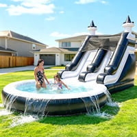 Toboggan aquatique gonflable pour jardin, toboggan gonflable pour adultes et enfants avec piscine à jets d'eau, toboggan d'été en PVC pour location commerciale