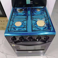 Cuisinière à gaz 4 brûleurs avec four, plaque de cuisson et gril en acier inoxydable pour usage domestique et commercial