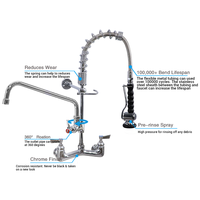Robinet Mitigeur Double Poignée en Laiton, Extensible, Moderne, avec Douchette Rotative, Double Trou, pour Pré-évier, Utilisation Hôtelière et en Cuisine, Restaurants