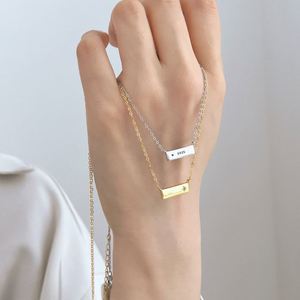 Dylam Minimalist Elegance Design S925 Silver Link <b>Chain</b> 5A Zirconia Rectangle Bar-shape Pendant Necklace Necklaces Jewel - Product Image 2