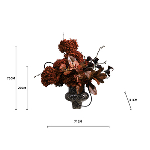 Venta caliente <span class=keywords><strong>flores</strong></span> <span class=keywords><strong>artificiales</strong></span> rojas <span class=keywords><strong>con</strong></span> jarrones de cerámica hechos a mano para comedor y sala de estar arte decoración del hogar - Product Image 6