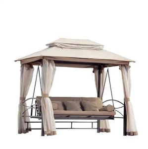 花园庭院金属框架露台秋千椅，带蚊帐顶篷和凉亭家具 - Product Image 5