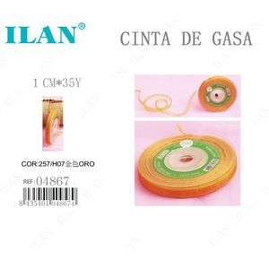 Nastro in garza 1 cm x 35 iarde colore oro per artigianato e cucito - Product Image 1