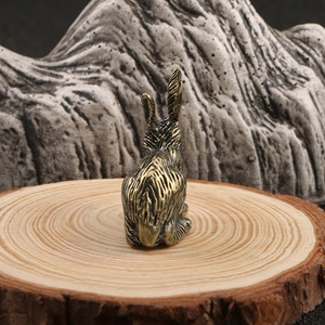 Metal el sanatları simülasyonu oyuncak tavşanlar pirinç tavşan heykeli süslemeleri. - Product Image 3
