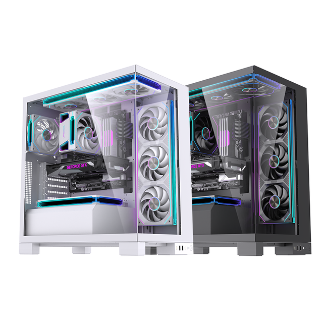 Lovingcool Tempered Glass Full Tower ATX Micro ATX Mini ITX CPU Desktop Case PC Gaming Computer Cases & Towers
