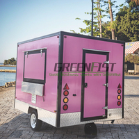 Remorque alimentaire mobile rose 3M avec suivi GPS, compartiments isothermes, résistante à la rouille, chauffage intégré pour service de hot-dogs et snacks